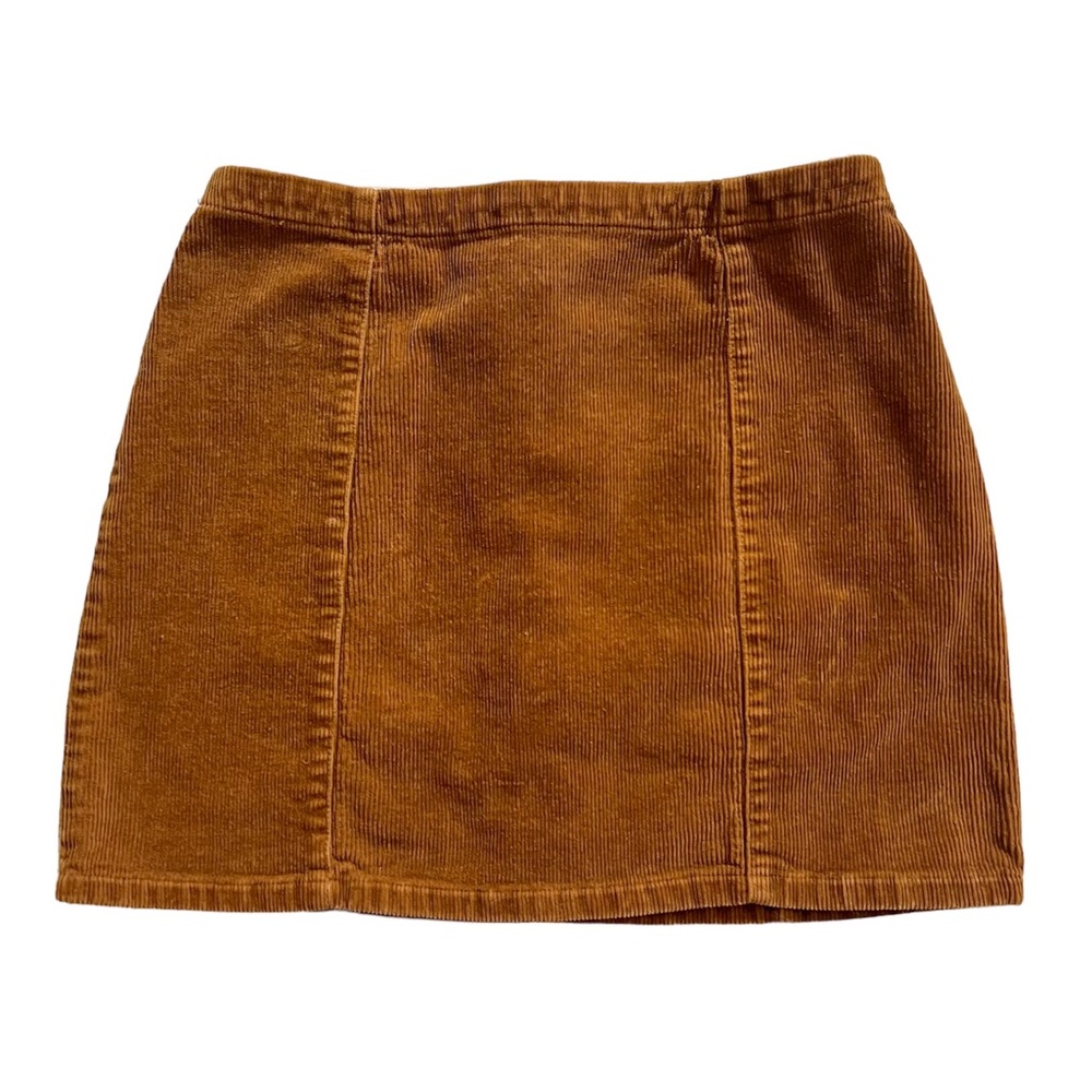 Forever 21 Corduroy Mini Skirt Womens Small Brown Fitted Zip Back Casual Fall